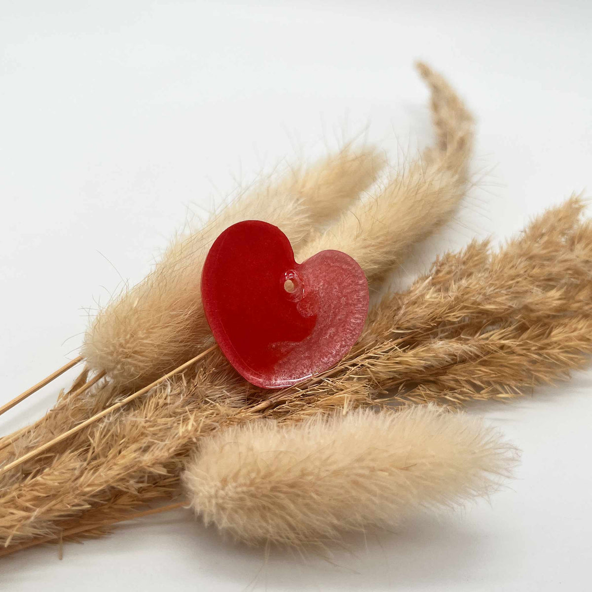 Hundemarke Herz zweifarbig rot/pink - Einzelstück