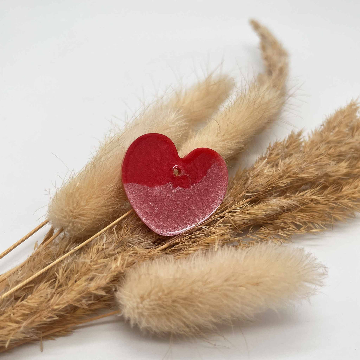 Hundemarke Herz zweifarbig rot/pink - Einzelstück