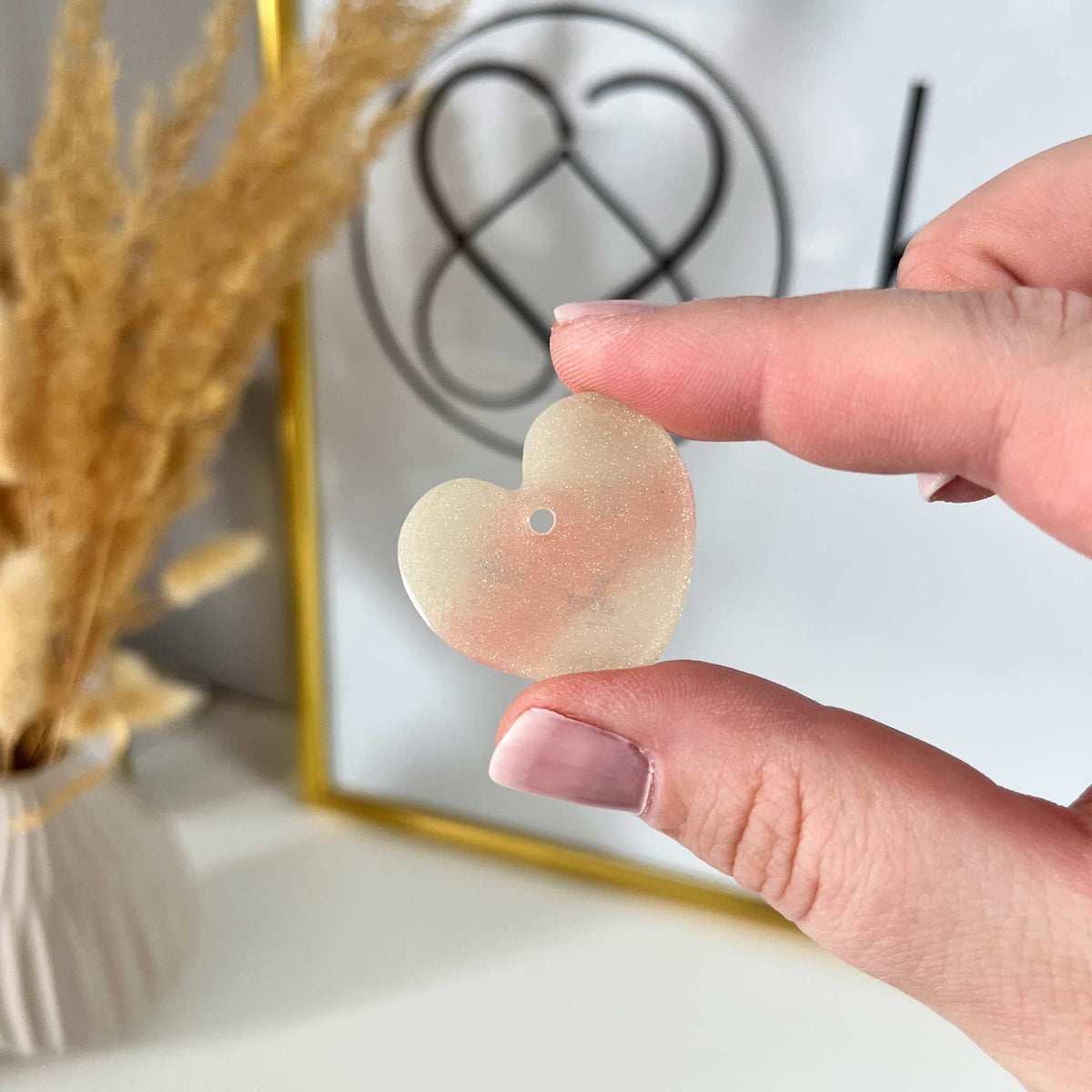 Hundemarke Herz rosa/creme - Einzelstück