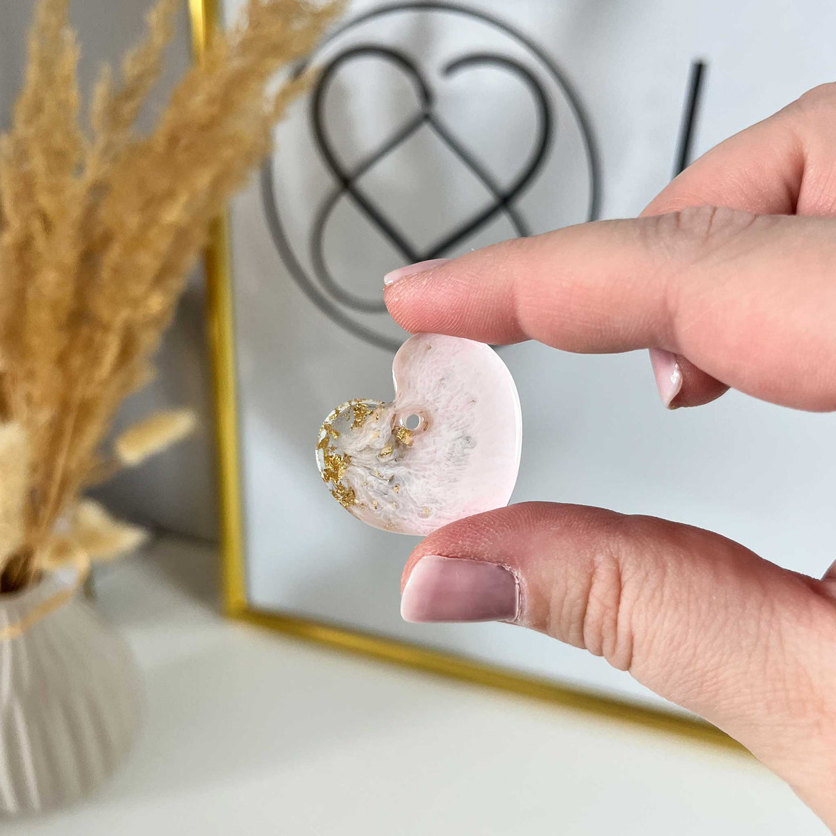 Hundemarke Herz rosa/creme - Einzelstück