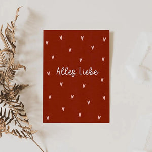 Postkarte Herzen ⋙ALLES LIEBE ⋘