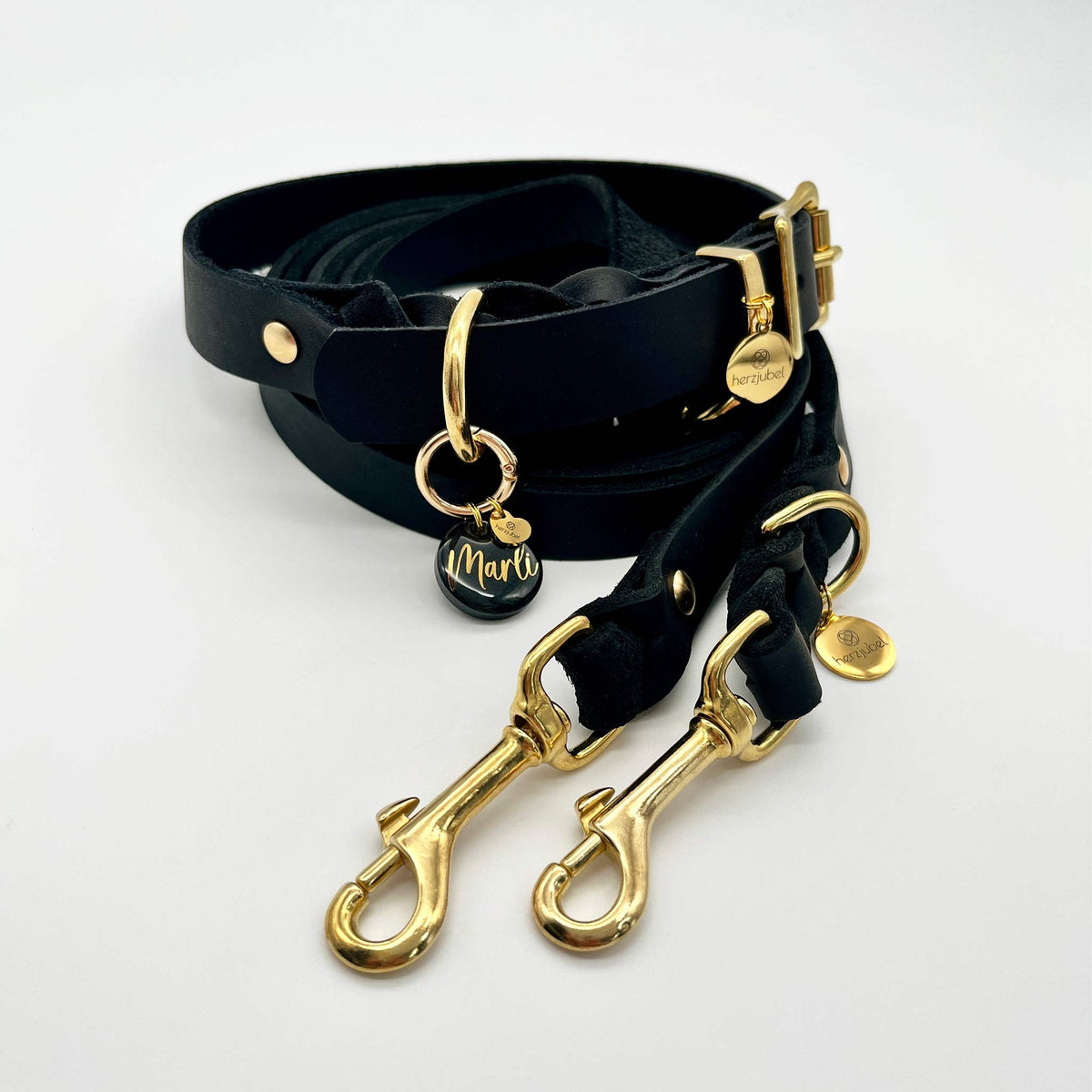 herzjubel Fettleder Set ⋙ALL BLACK WALKIE⋘