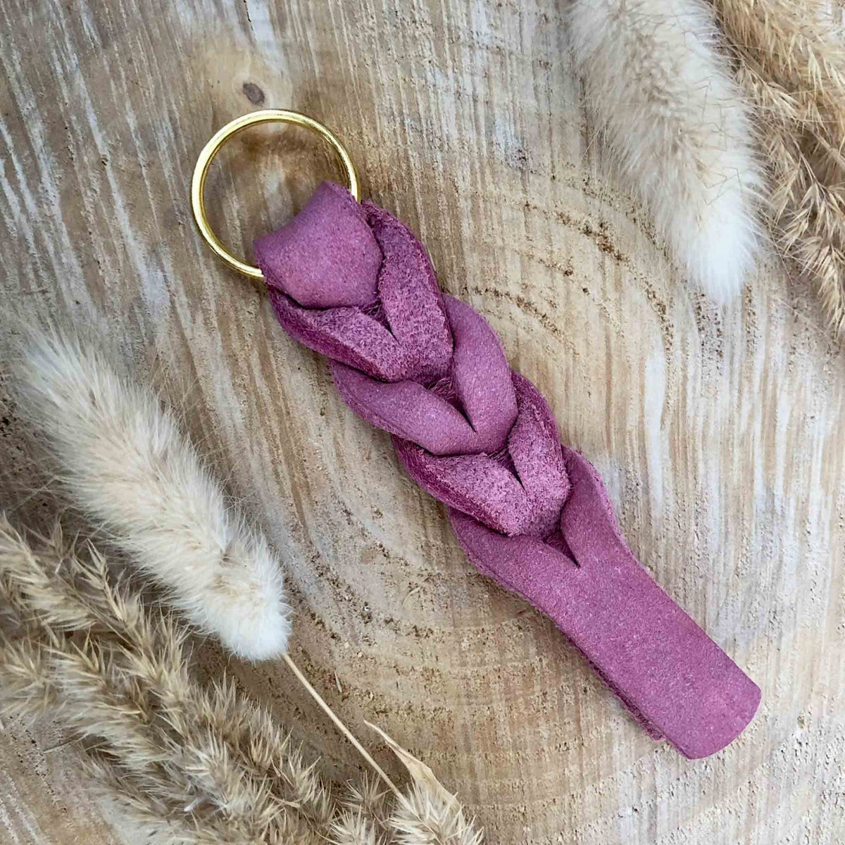 herzjubel Schlüsselanhänger Leder ⋙TWIST⋘ rosa/gold